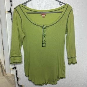 Green Quarter Sleeve Henley Top